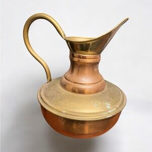 Mid 20th Century English Copper and Brass Large Pitcher, Made in England